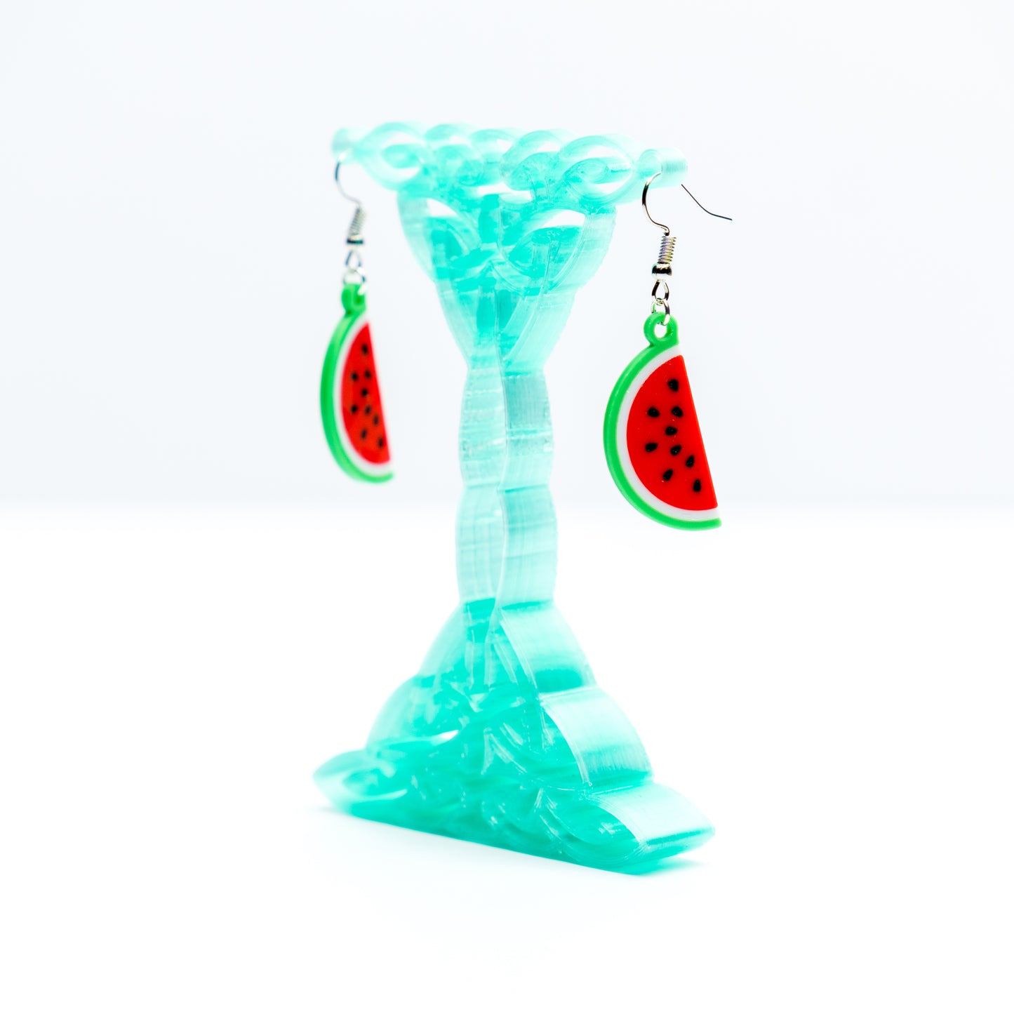 3D Watermelon Earrings: Palestine Solidarity, Hypoallergenic Silver Hoops