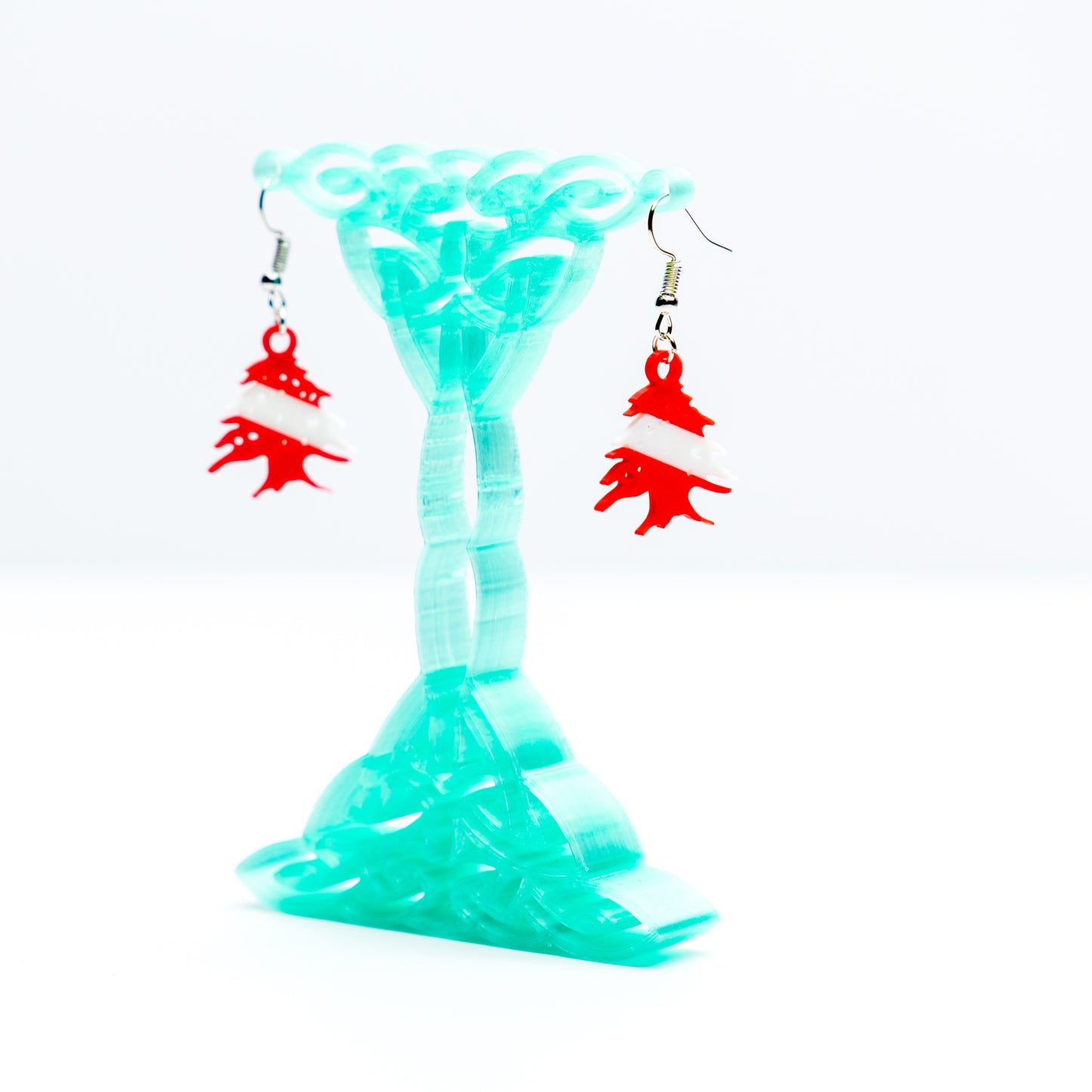 Lebanese Cedar Tree Earrings: Red & White Flag, Hypoallergenic