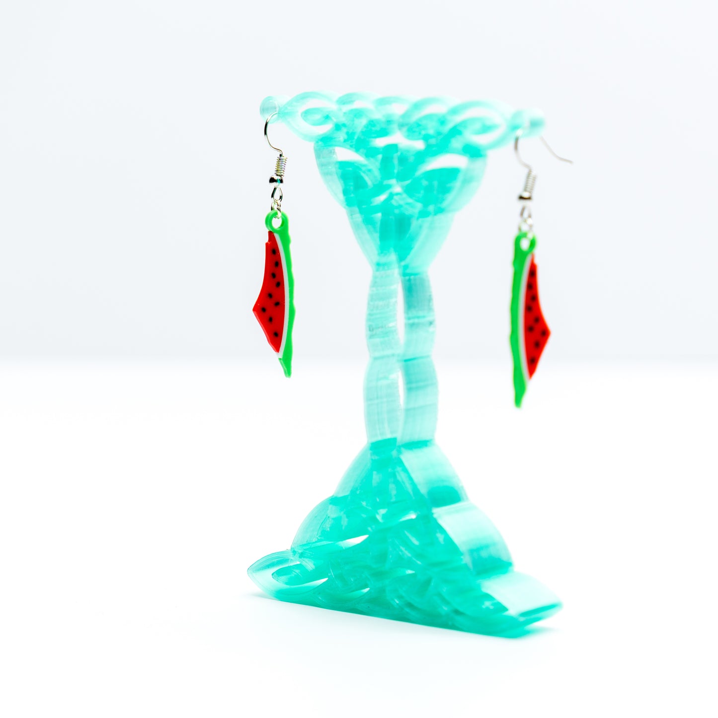 Palestine Map Watermelon Earrings: Silver-Plated Hypoallergenic Jewelry
