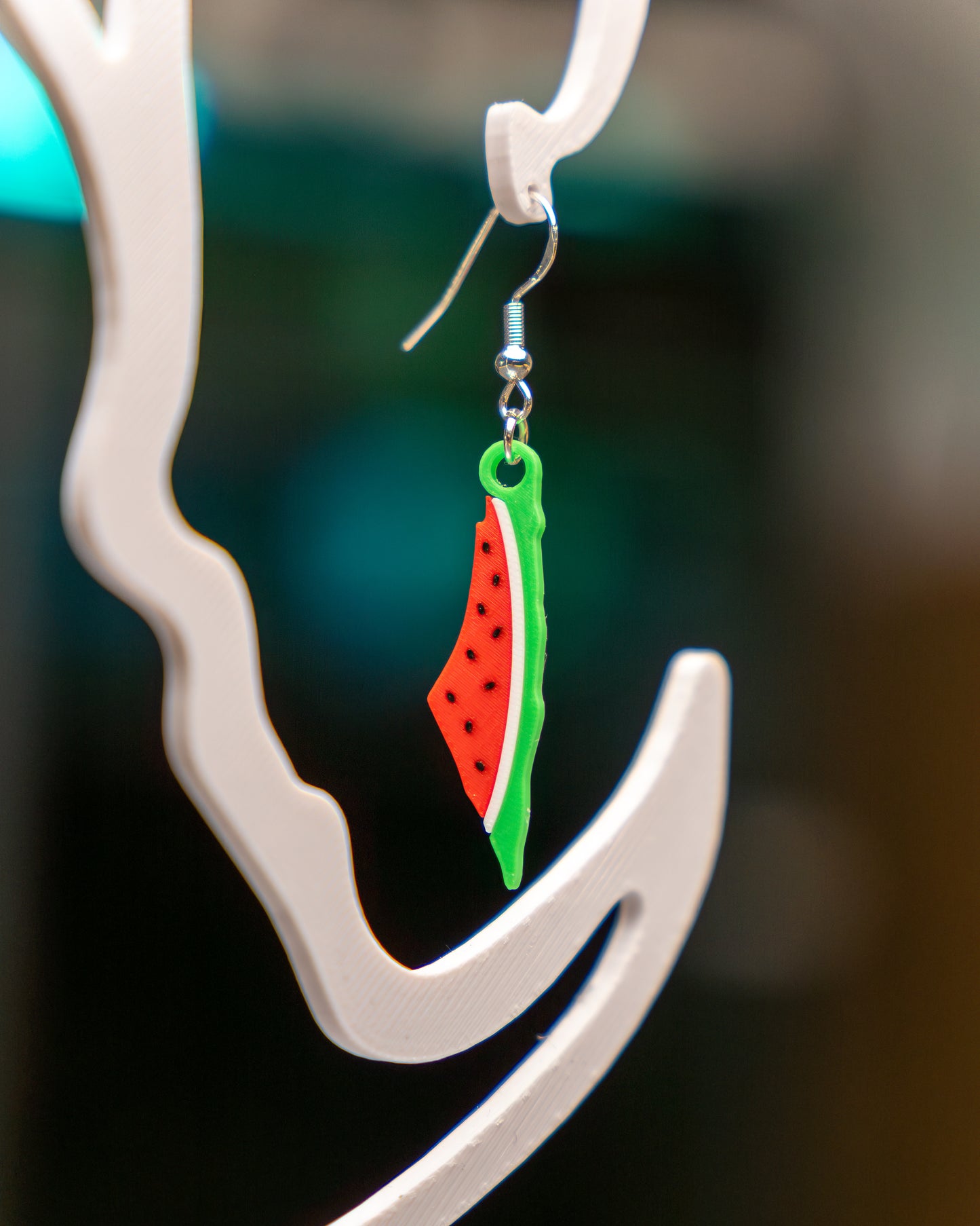 Palestine Map Watermelon Earrings: Silver-Plated Hypoallergenic Jewelry