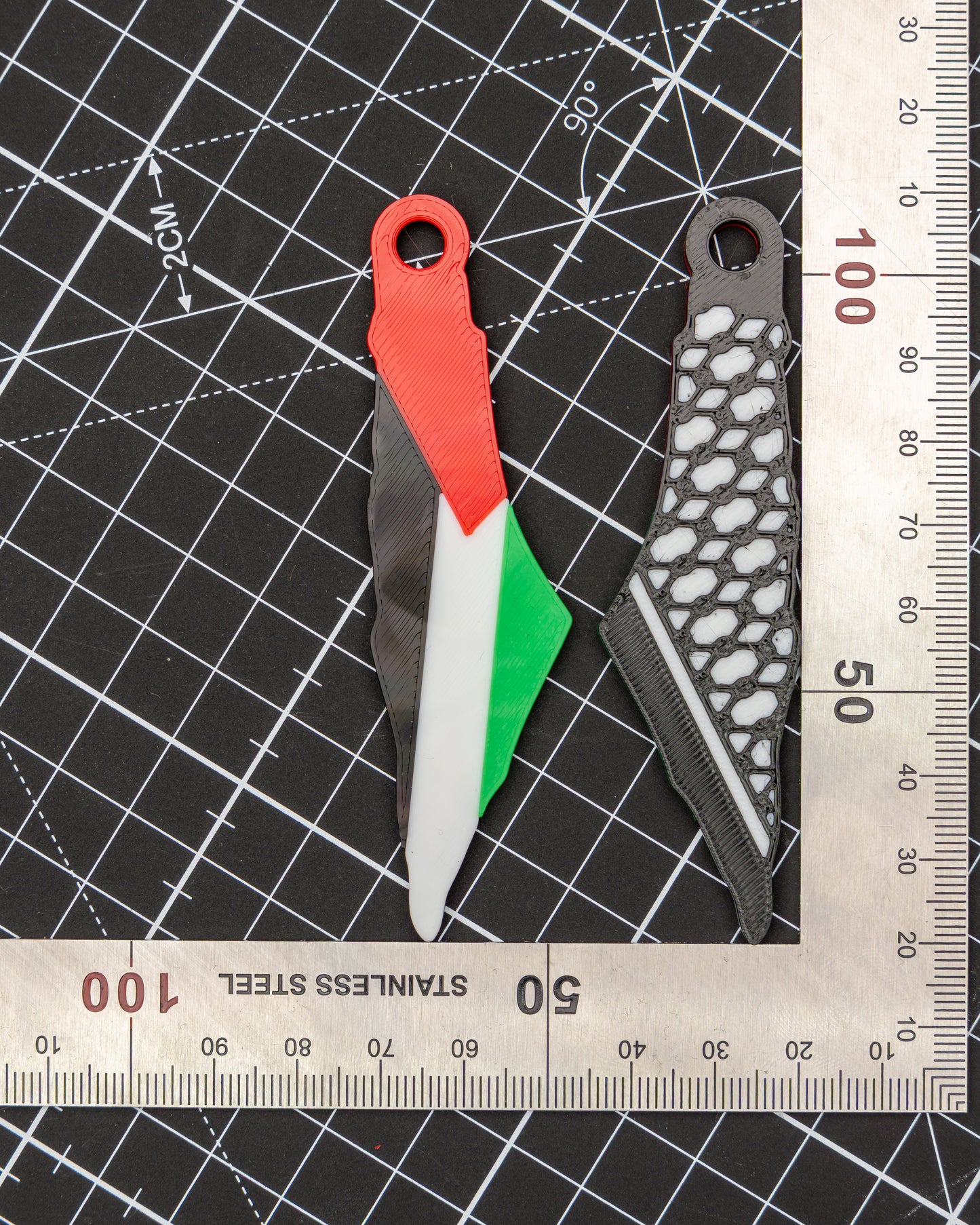 Palestine Map Keffiyeh 3D Printed Keychain