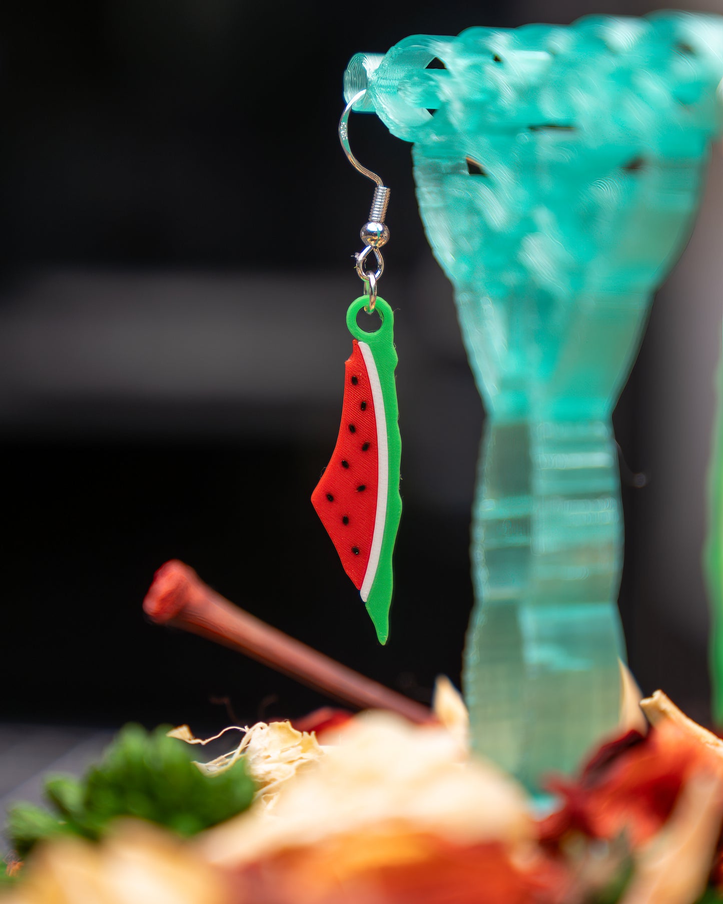 Palestine Map Watermelon Earrings: Silver-Plated Hypoallergenic Jewelry