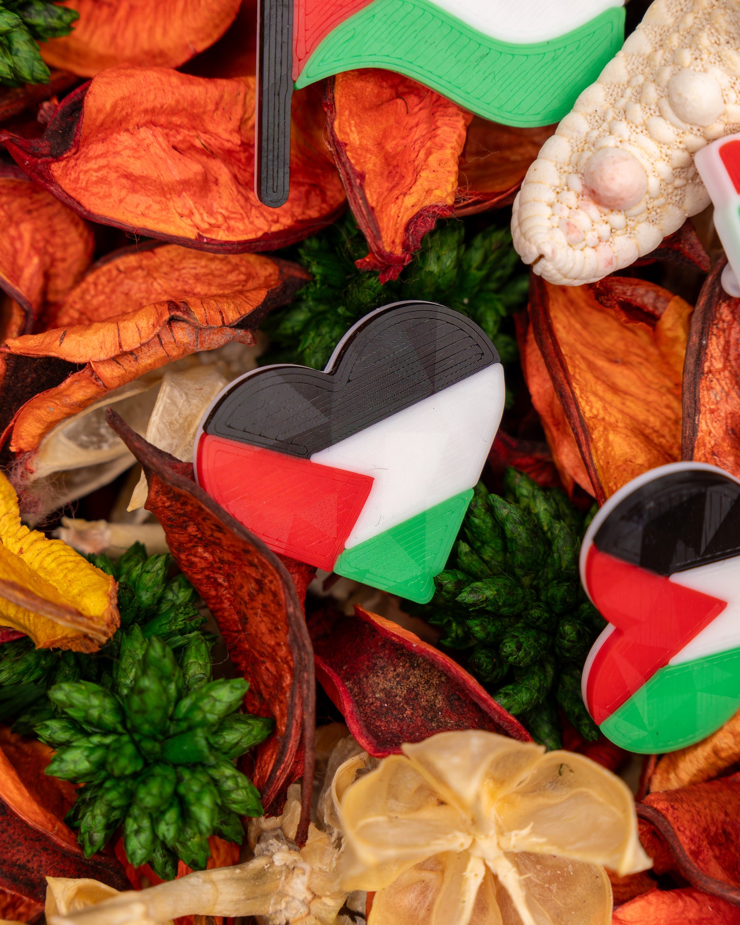 Palestine Flag Pin Set: Solidarity Heart & Fist Badges
