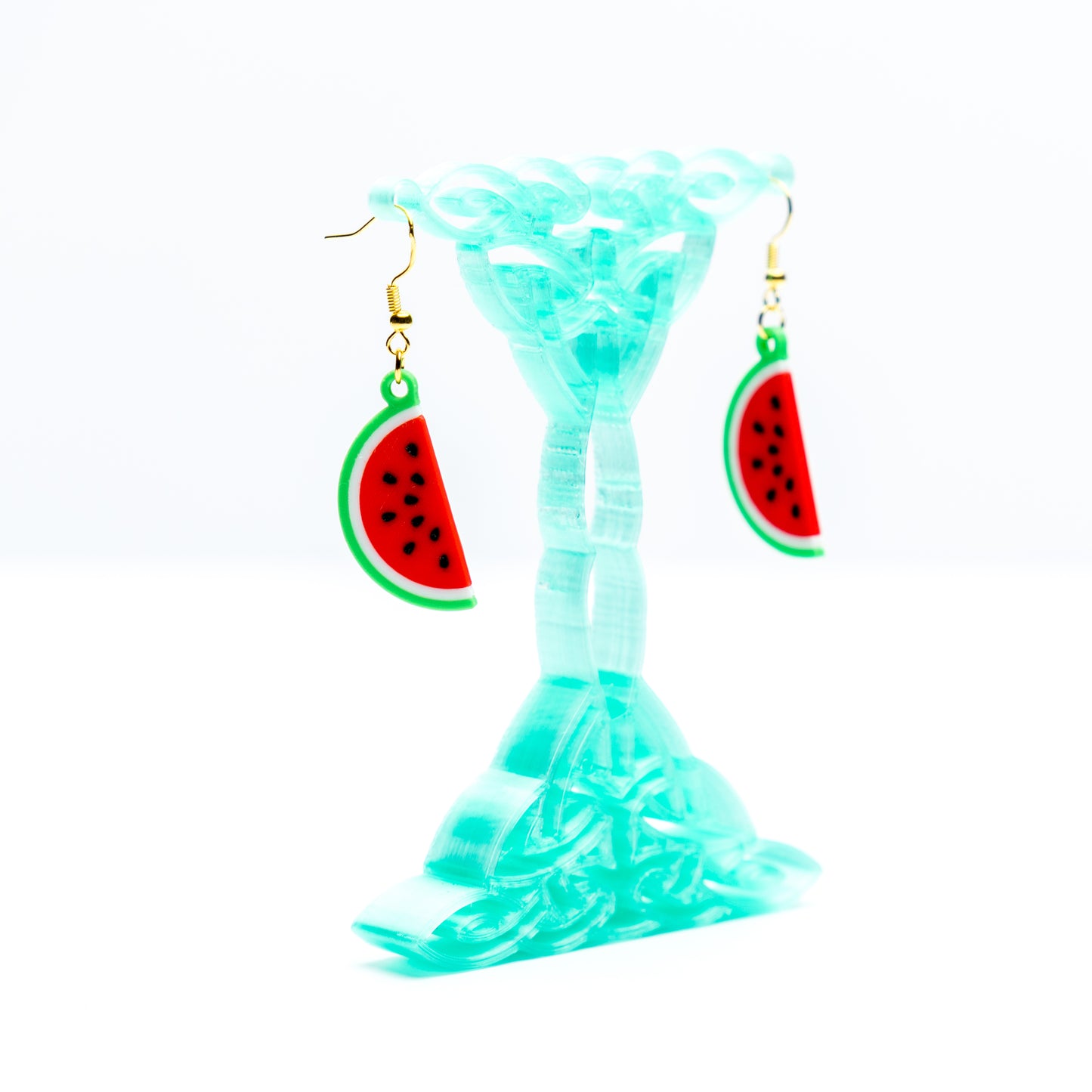 3D Watermelon Earrings: Palestine Solidarity, Hypoallergenic Silver Hoops