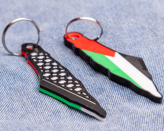 Palestine Map Keffiyeh 3D Printed Keychain