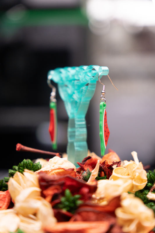 Palestine Map Watermelon Earrings: Silver-Plated Hypoallergenic Jewelry