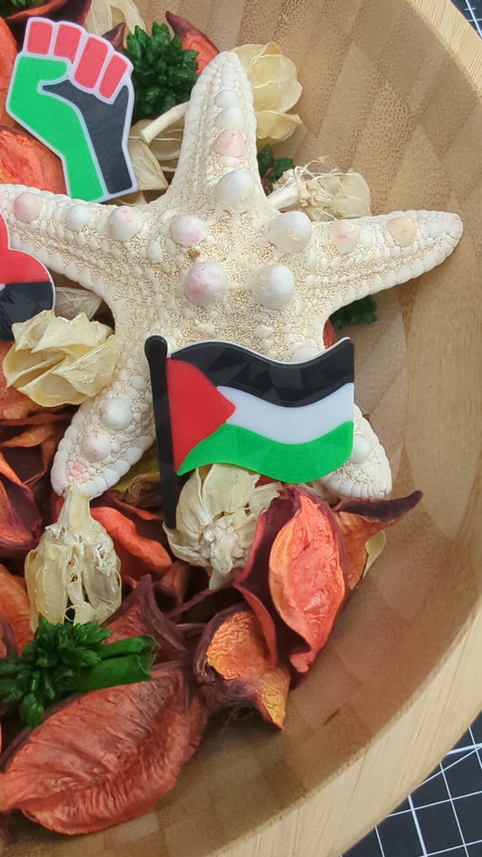 Palestine Flag Pin Set: Solidarity Heart & Fist Badges